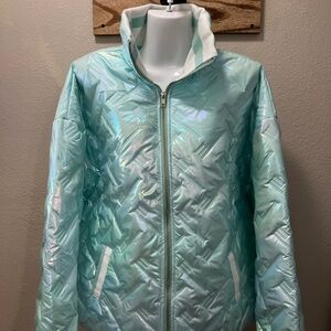 Fantastic Fawn Iridescent Mint Puffer Jacket
